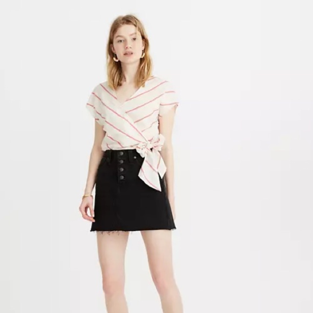 Madewell Skirt Rigid Denim Mini Raw Hem Lunar Wash